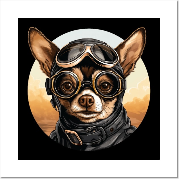 Chihuaha Dog Funny Pilot Wall Art by origato